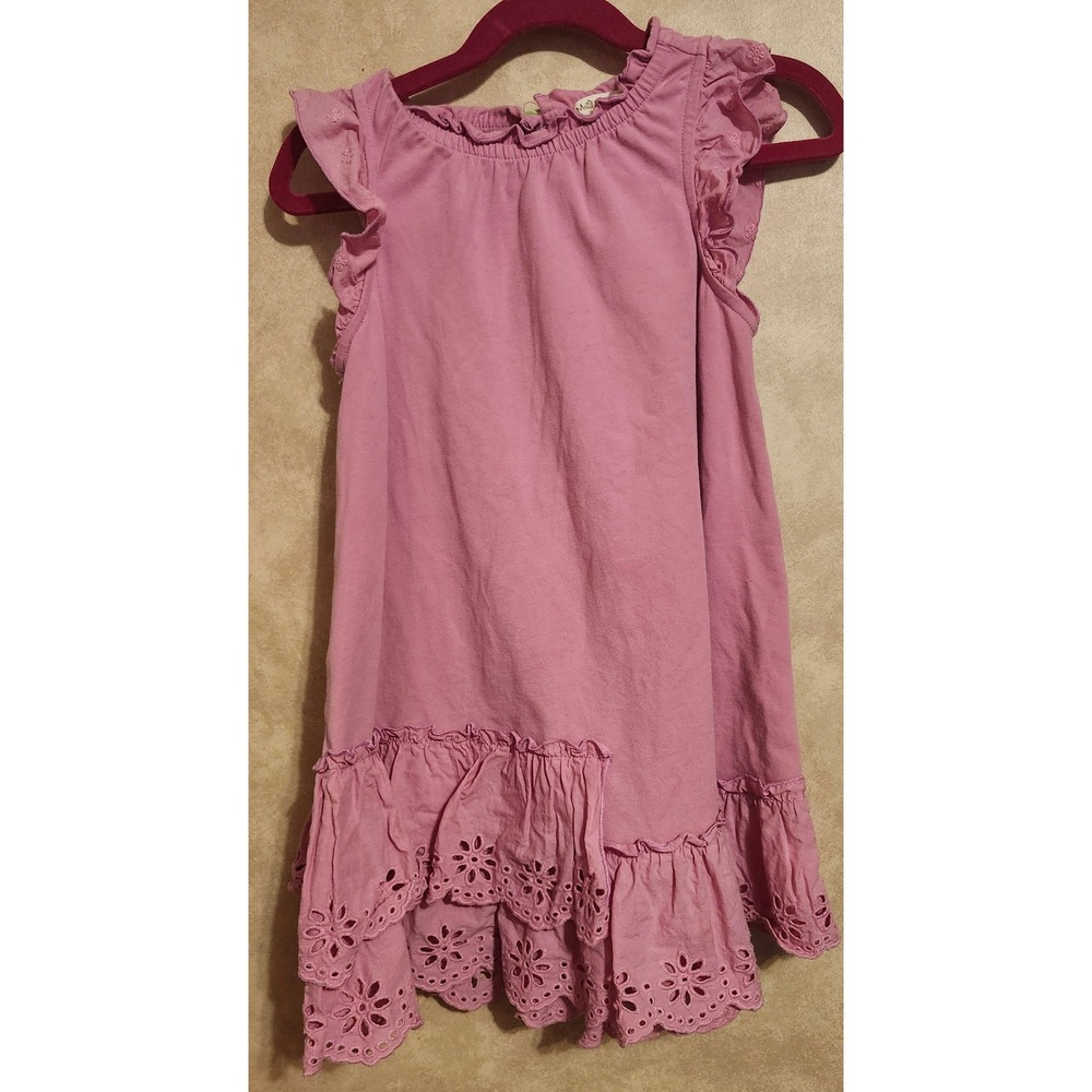 Matilda Jane Girls Pink Eyelet Lace Ruffle Dress Sleeveless Size 6